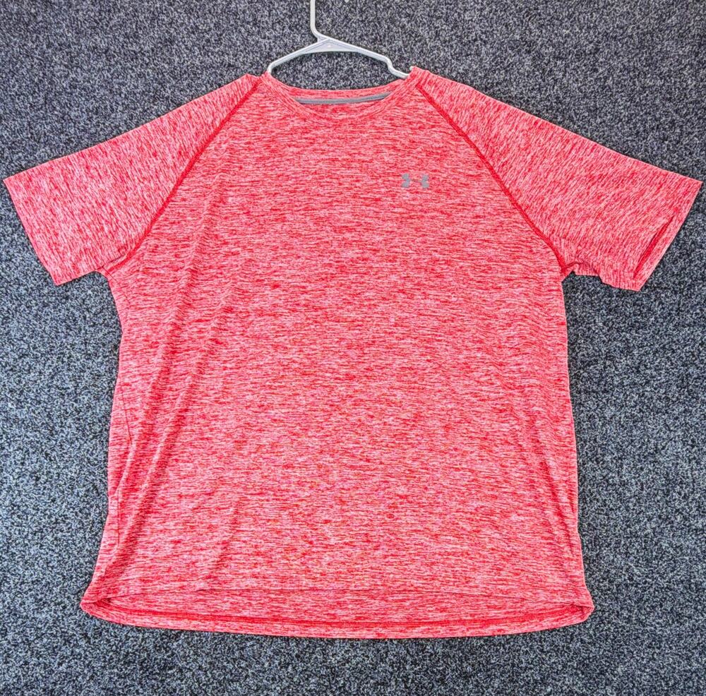 Under Armour HeatGear Men’s Loose Raglan Crew Neck Heather Logo Tee Red 2XL